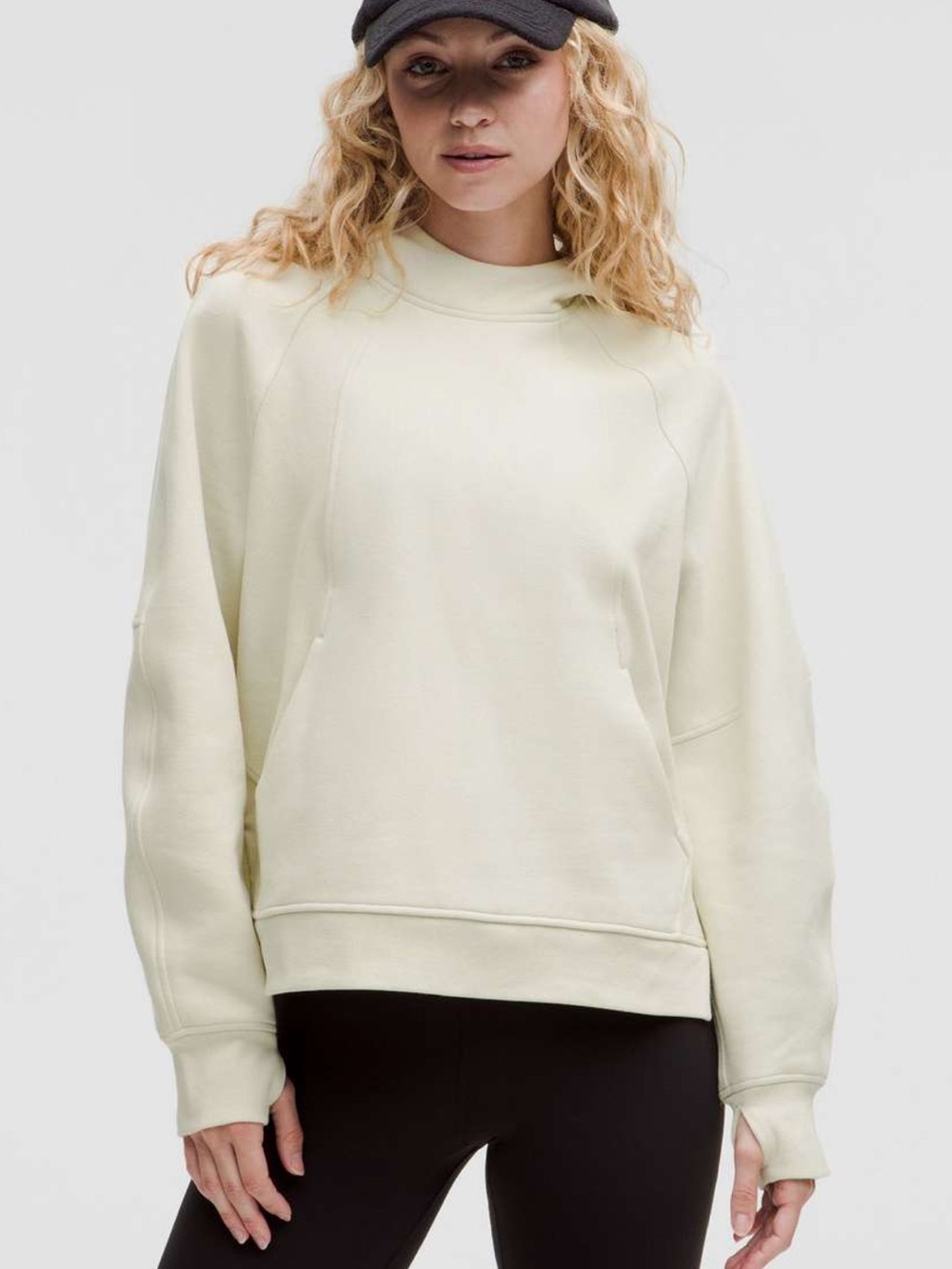 Lululemon Sz M/ L Scuba Oversized Side-Slit Hoodie Bone Off white Pullover Fall